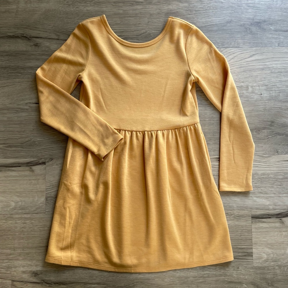Cat & Jack | Super Soft Long-Sleeve Golden Yellow Knit Dress for Girls | M (7-8)